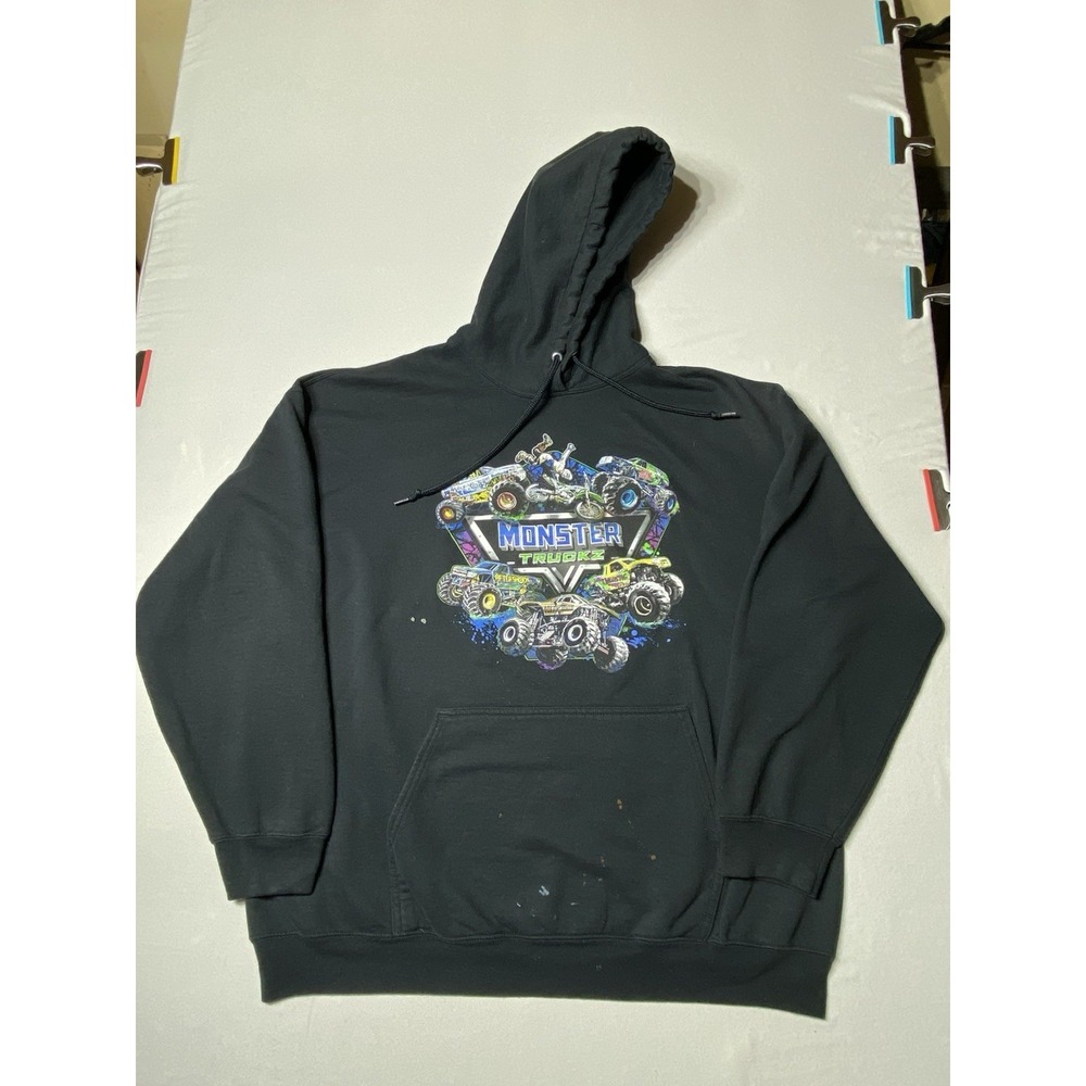 Monster Truckz Hoodie Men's 2XL Black Graphic Monster Truck Pullover - Picture 1 of 7